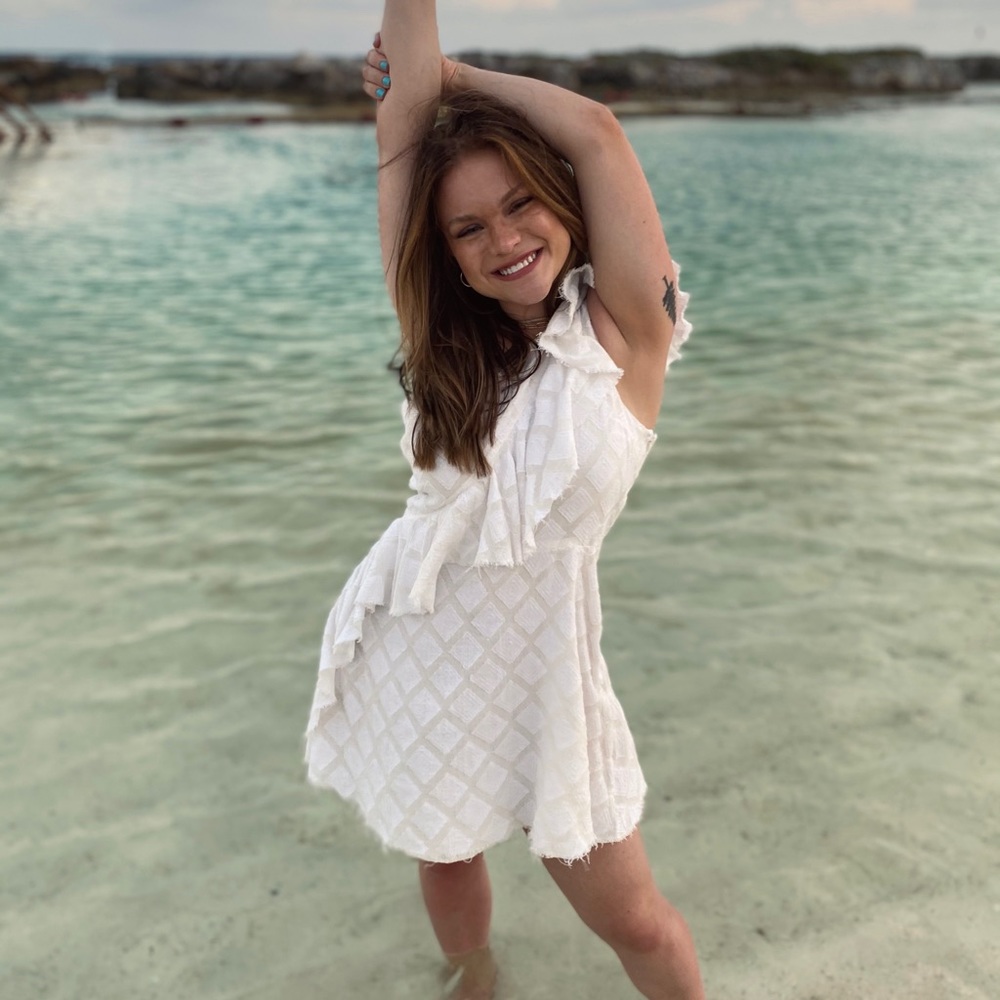 Tularosa Aria one shoulder ivory mini dress Large